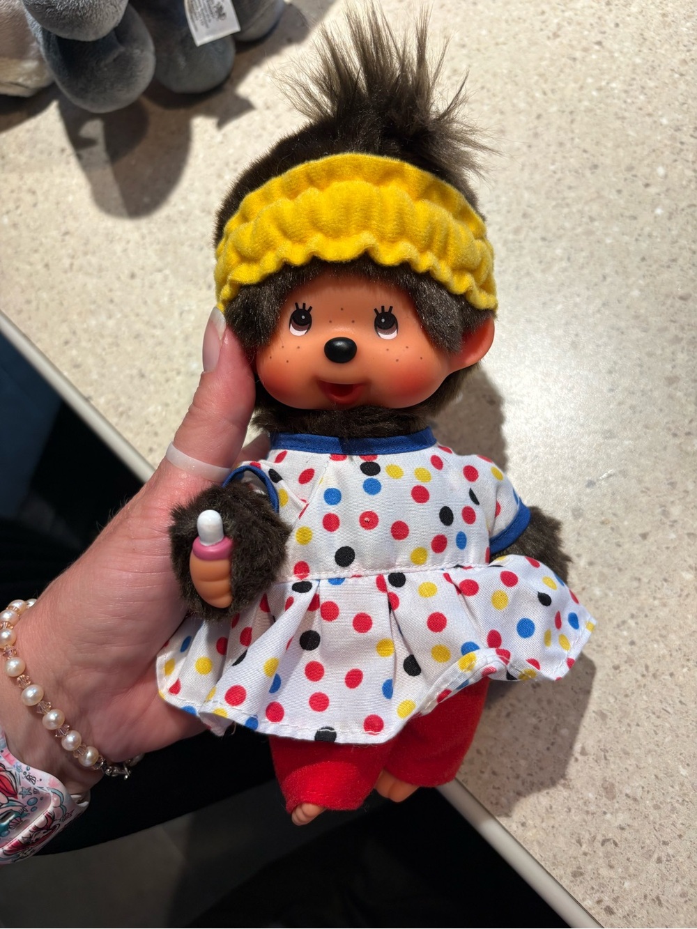 Plush Polka Dot Dress Doll with Yellow Headband